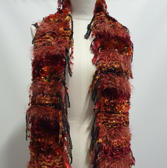 Multicoloured Warm fluffy Wool Knitted Scarf - Picture 3 of 7